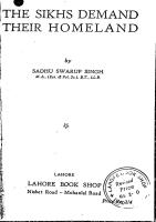 The Sikhs Demand Their Homeland 1946 Publication